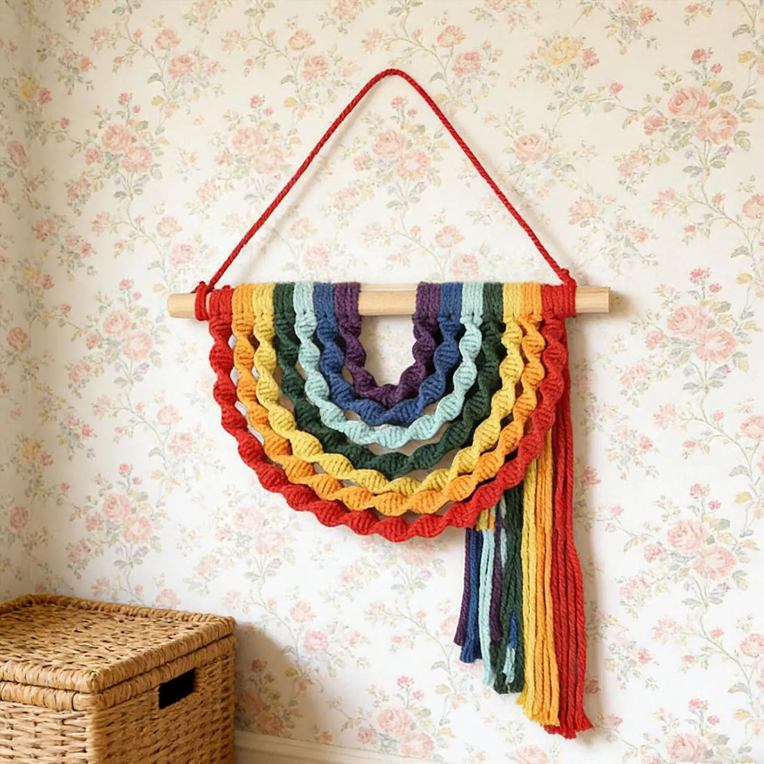 Handmade Macrame Rainbow Wall Hanging