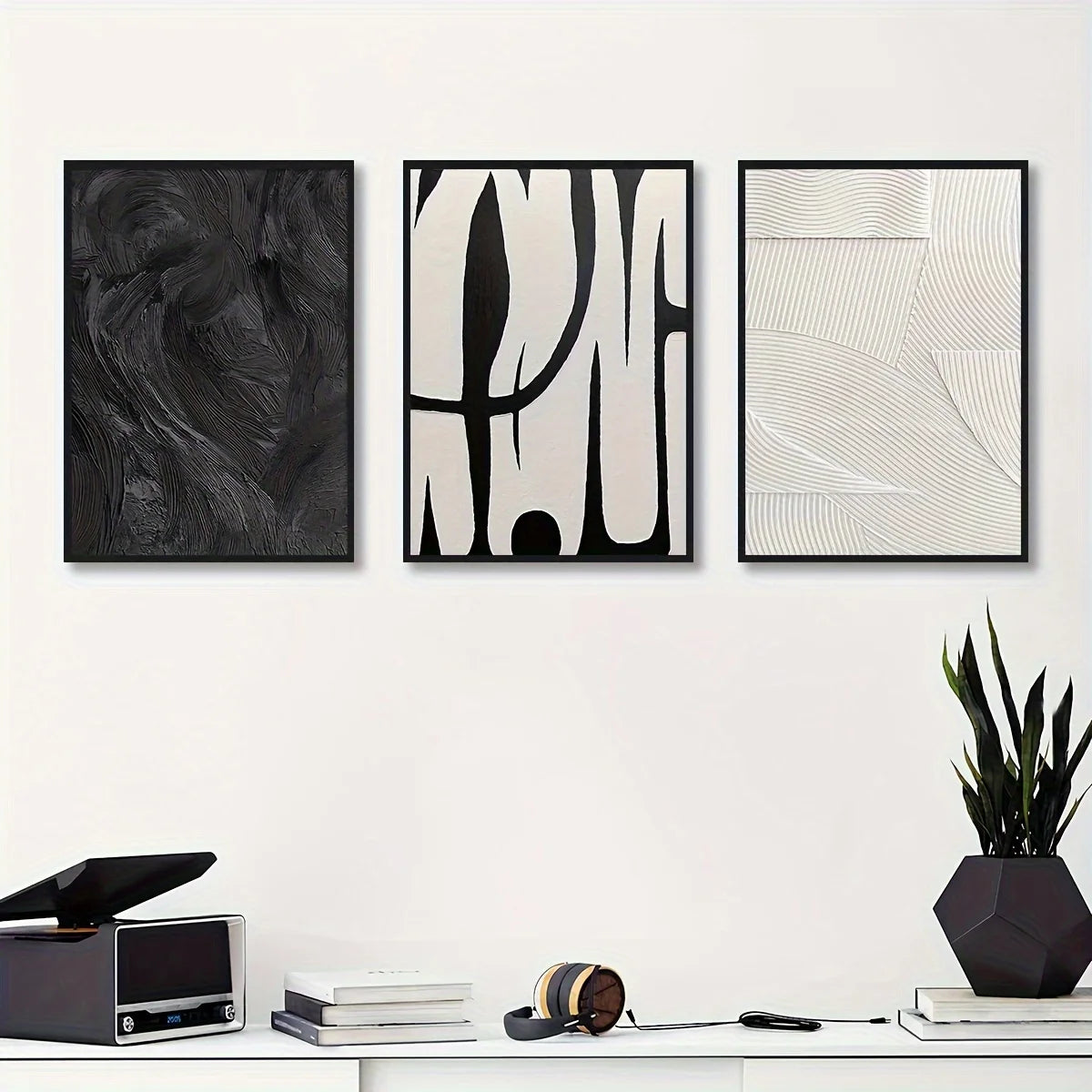 3PCS Black White Abstract Canvas Set