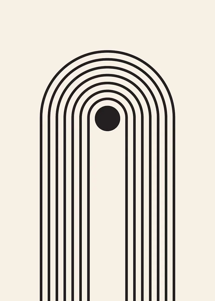 Mid-Century Geometric Black Beige Art Print