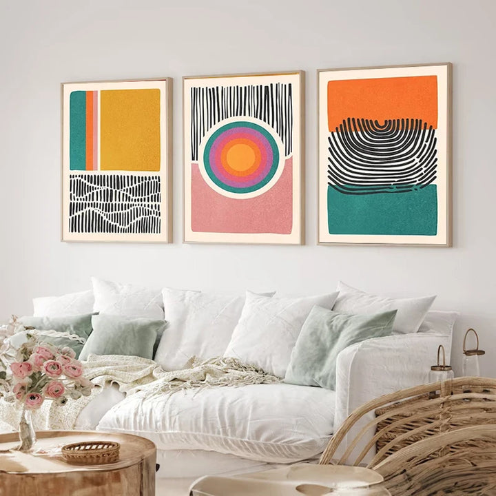 Set of 3 Color Block Abstract Wall Art