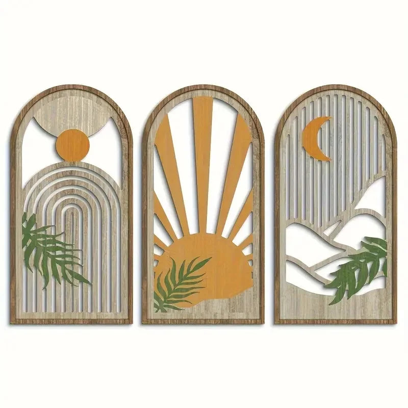 3Pcs Boho Wooden Wall Art