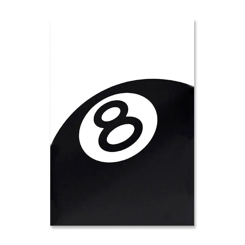Black White No.8 Ball Canvas Art