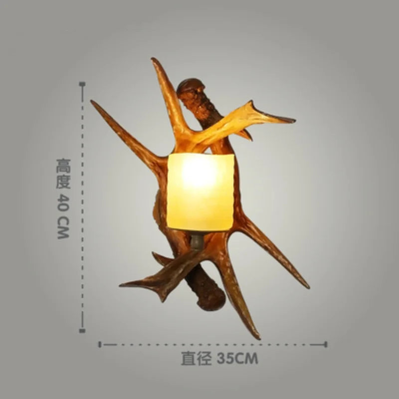 American Retro Deer Horn LED Wall Lamp