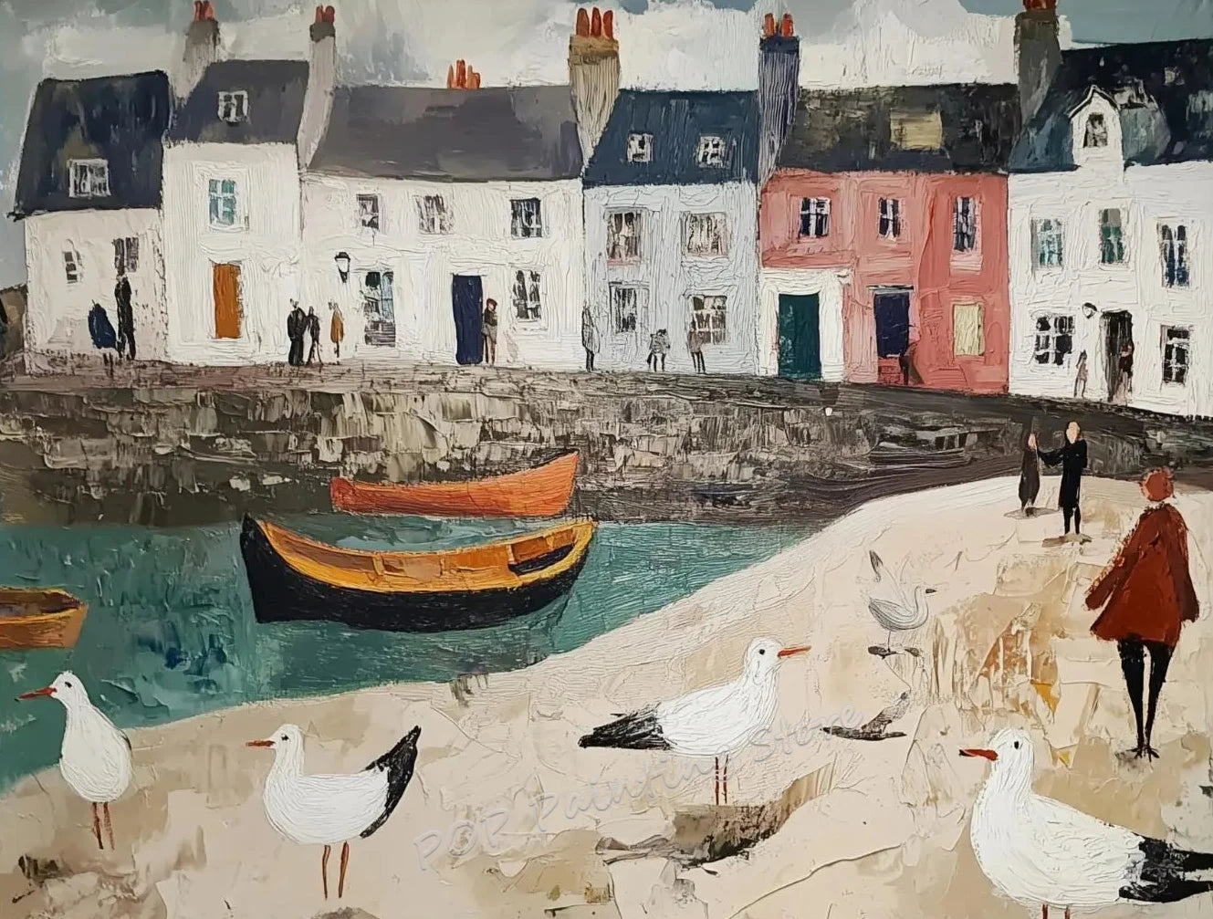 Canvas Painting Coastal Village Gallery Wall Set