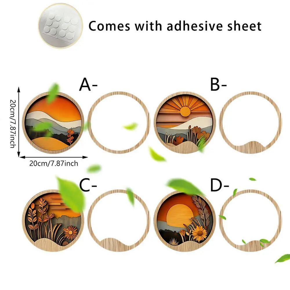 4Pcs Bohemian Wooden Wall Art Set