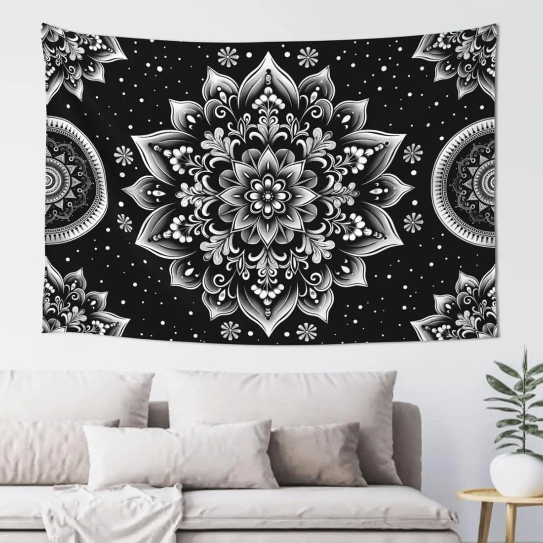 Black & Gold Mandala Wall Tapestry