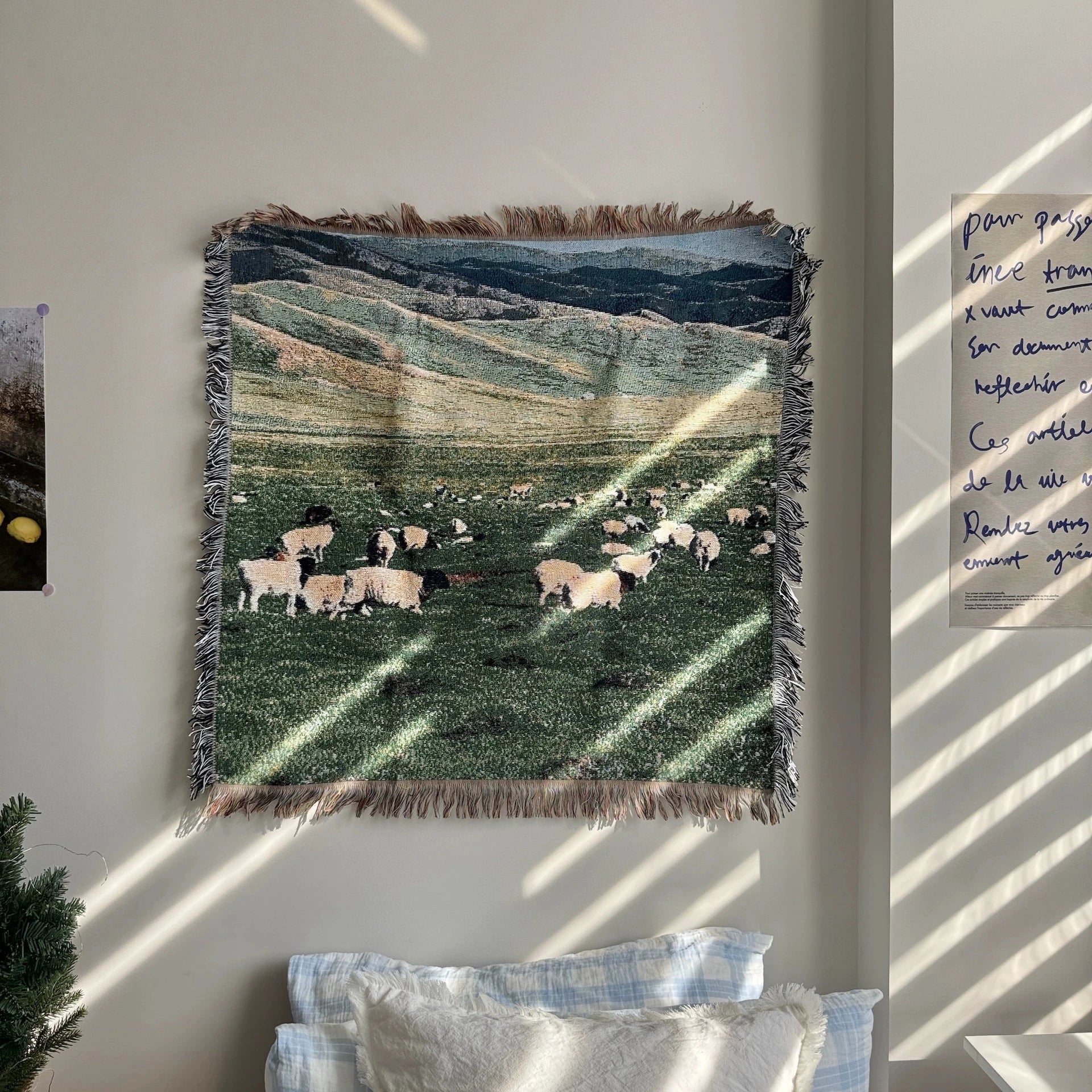 Nordic Mountain & Pool Tapestry – 90×90 cm