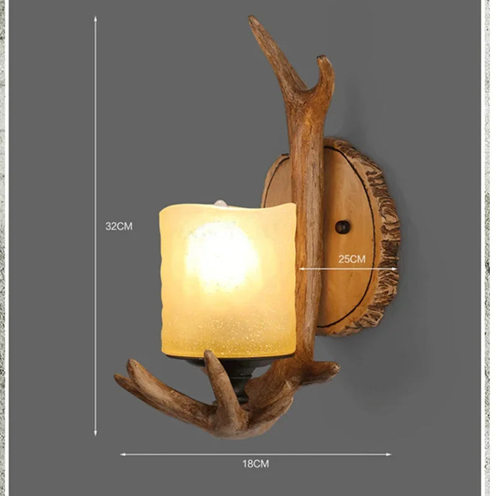 American Retro Deer Horn LED Wall Lamp