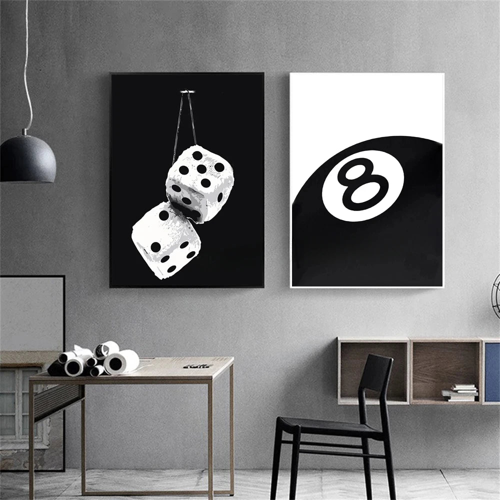 Black White No.8 Ball Canvas Art