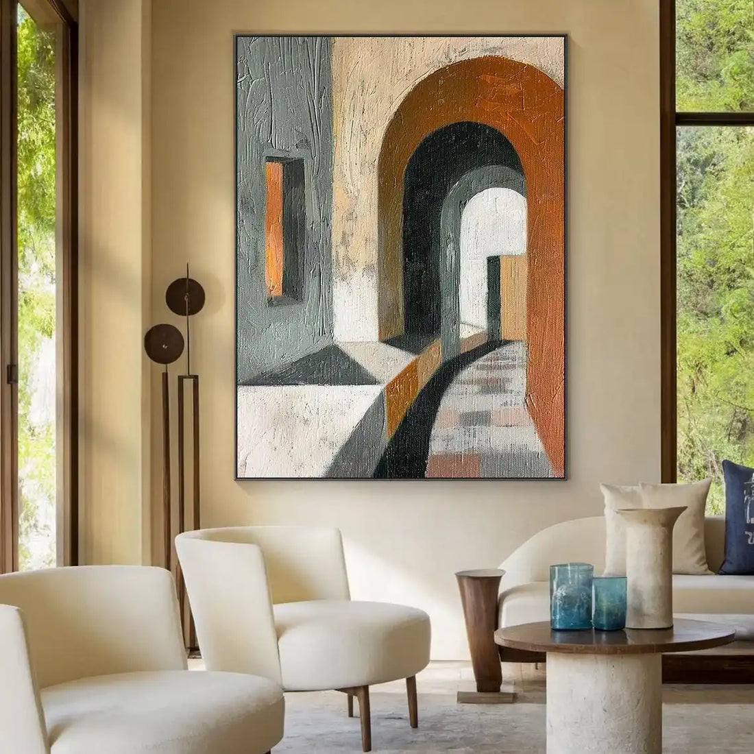 Beige Textured Abstract Canvas