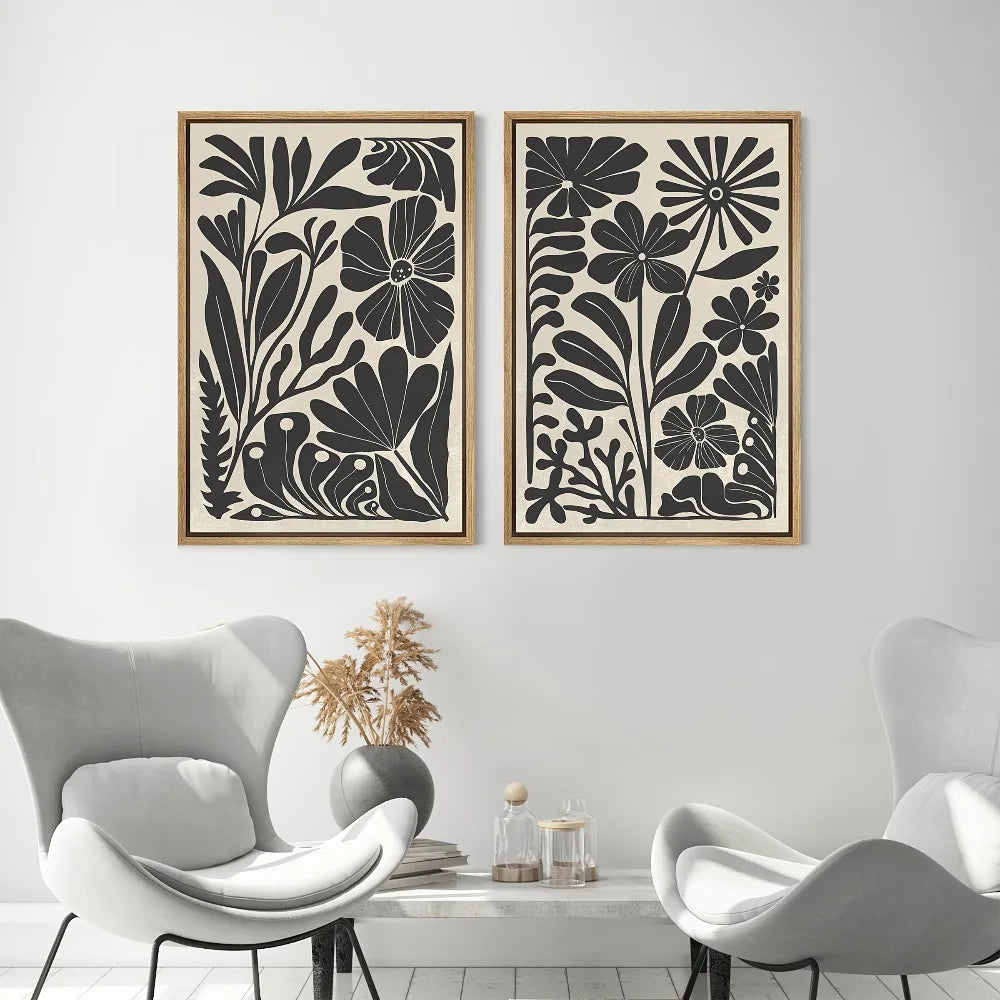 2PCS Boho Floral Canvas Set