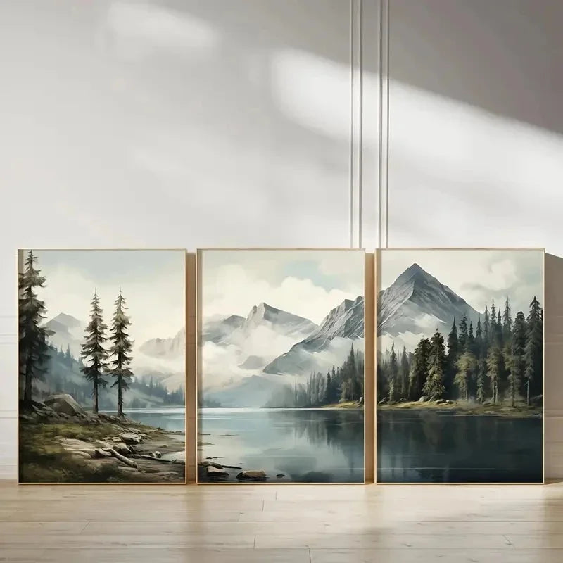 Green Mountain Lake 3-Piece Canvas Set