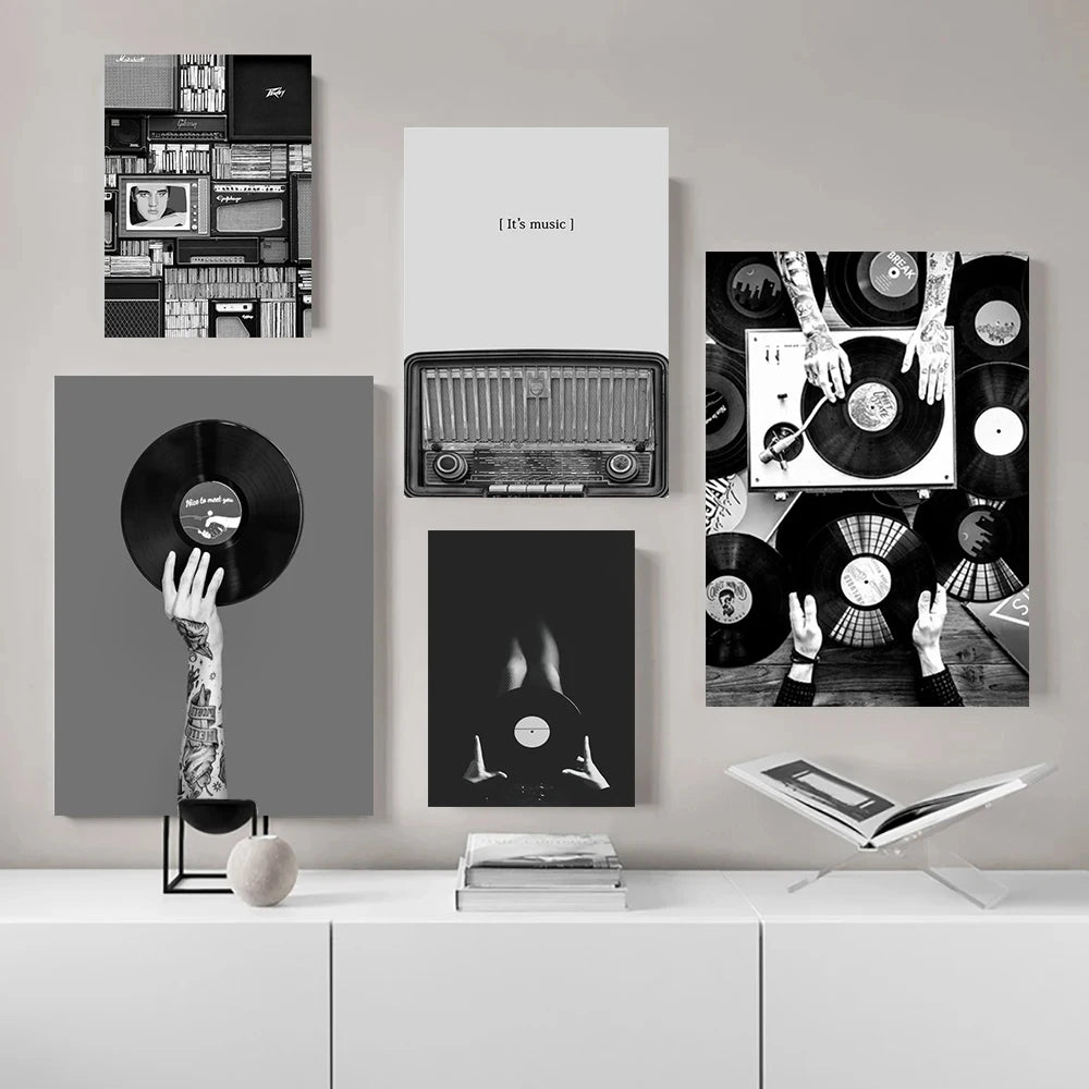 Black & White Music Records Canvas Poster