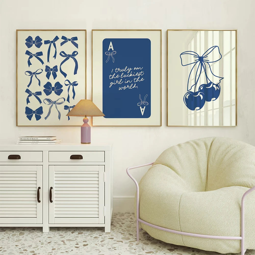Blue Bow Cowgirl Canvas Art Poster