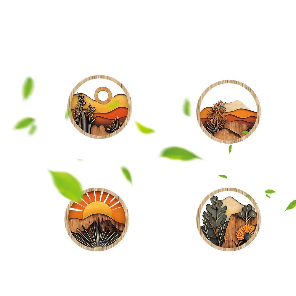 4Pcs Wooden Farmland Scenery Wall Hangings