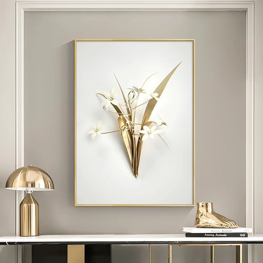 Scandinavian Gold Botanical Wall Art