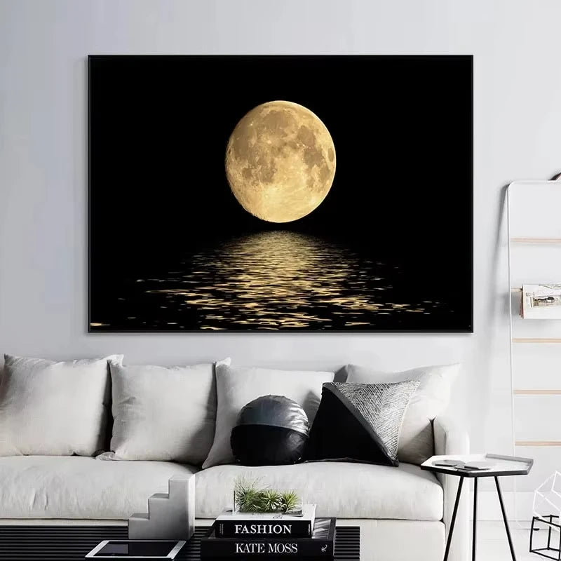 Abstract Black & White Moon Canvas Print