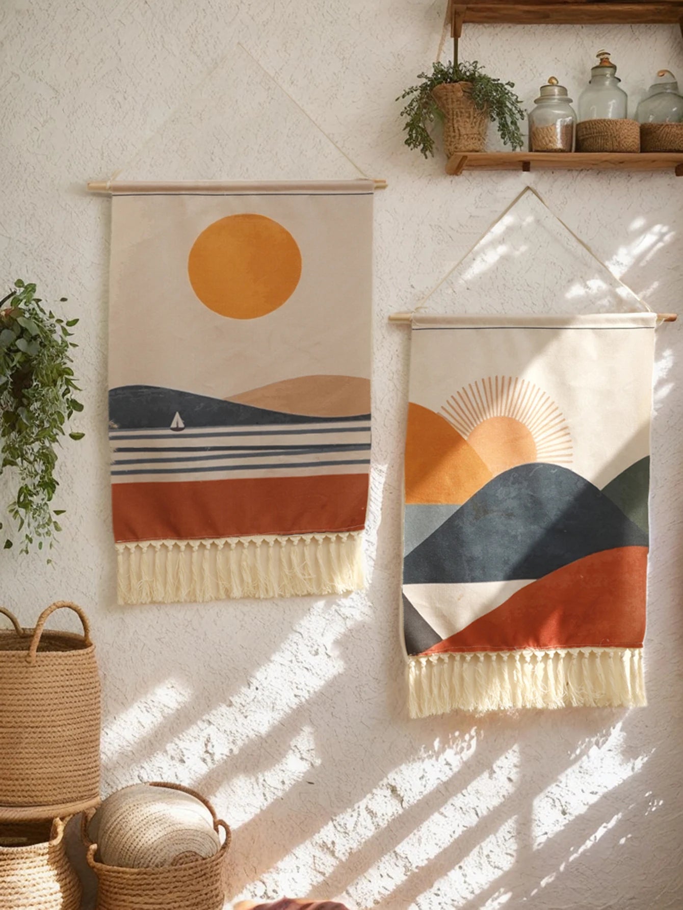 Boho Linen Tapestry Wall Hanging
