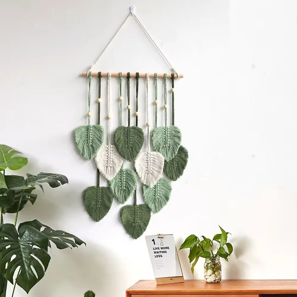 Green Leaf Macrame Wall Hanging