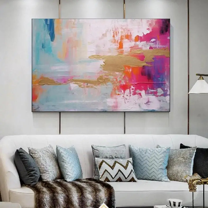 Large Pink Abstract Handmade Oil Painting