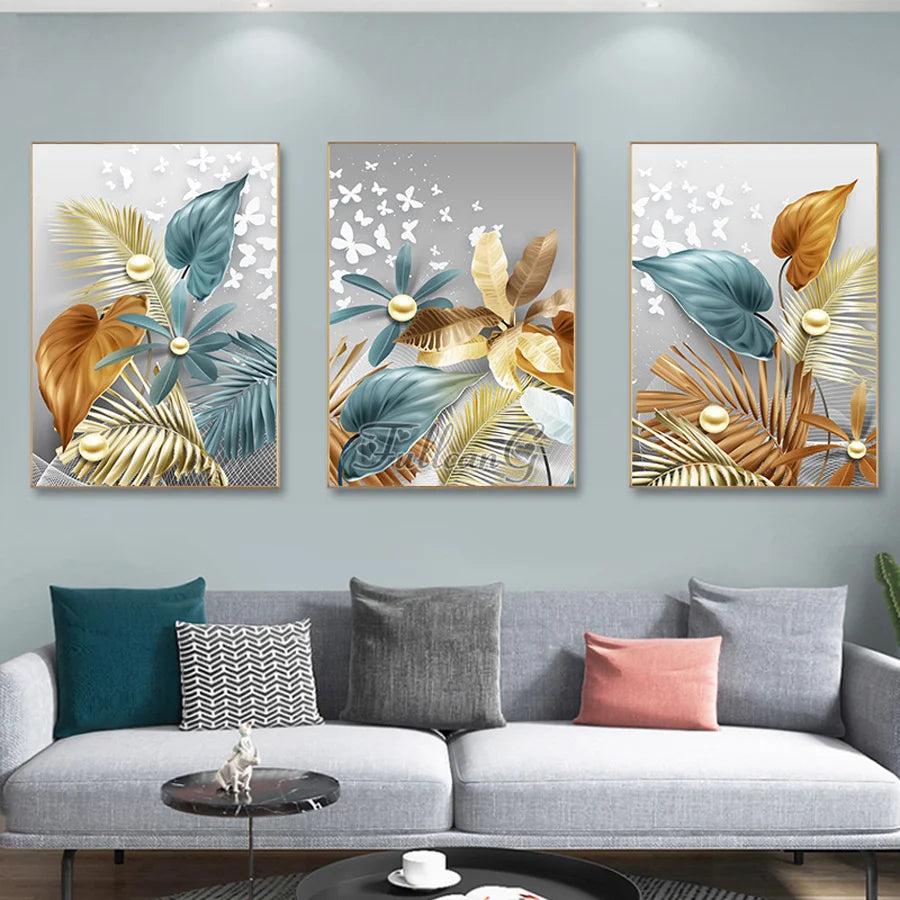 3-Piece Golden Butterfly Diamond Art Kit