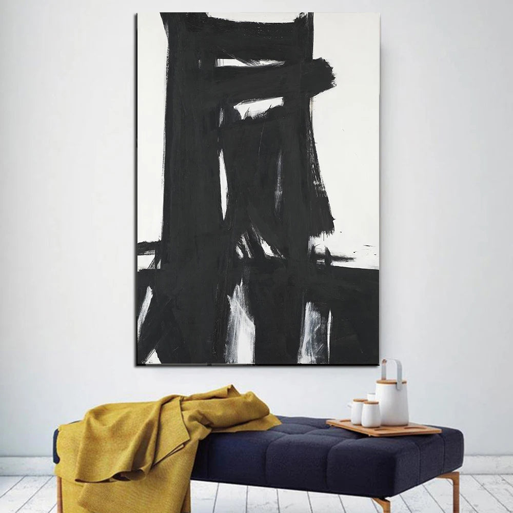Modern Black & White Plant Canvas Poster