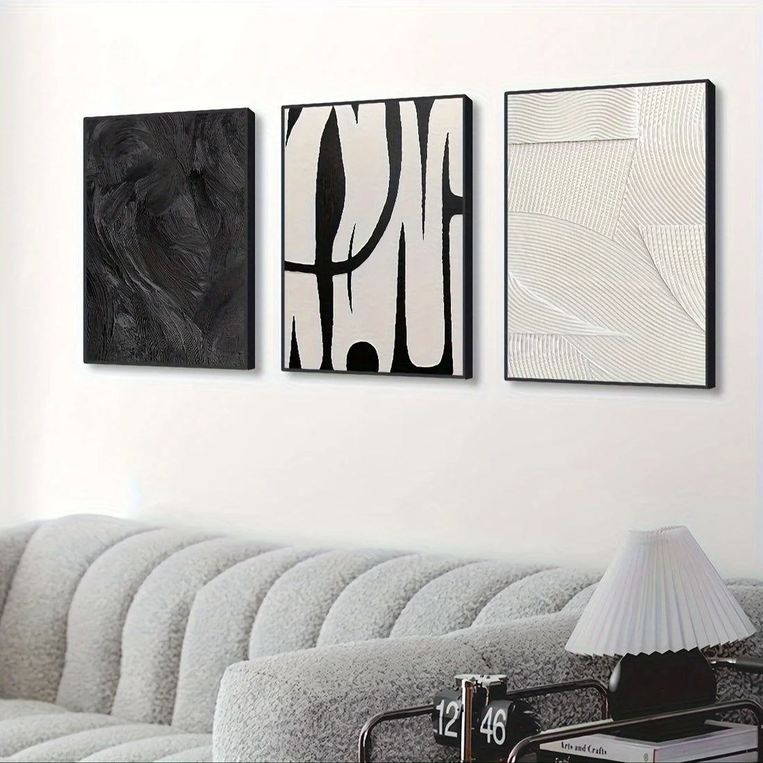3PCS Black White Abstract Canvas Set