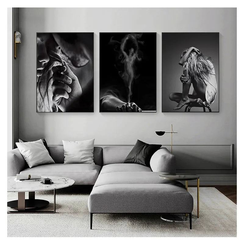 Nordic Girl Black & White Canvas Poster