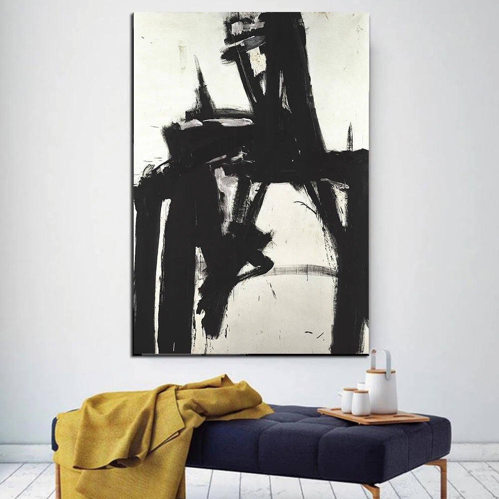 Modern Black & White Plant Canvas Poster