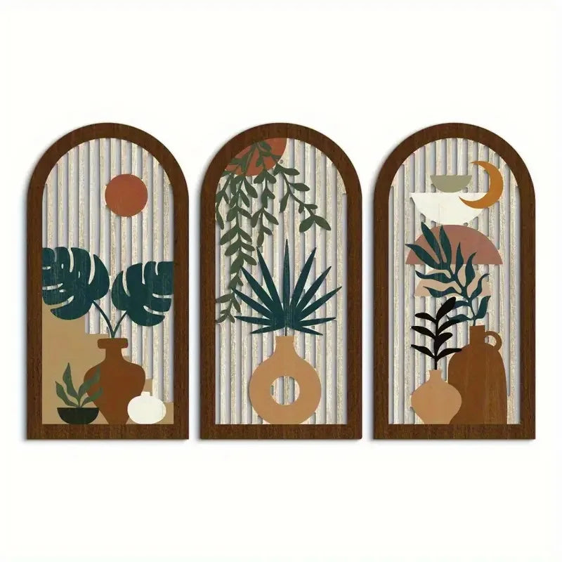 3Pcs Boho Wooden Wall Art