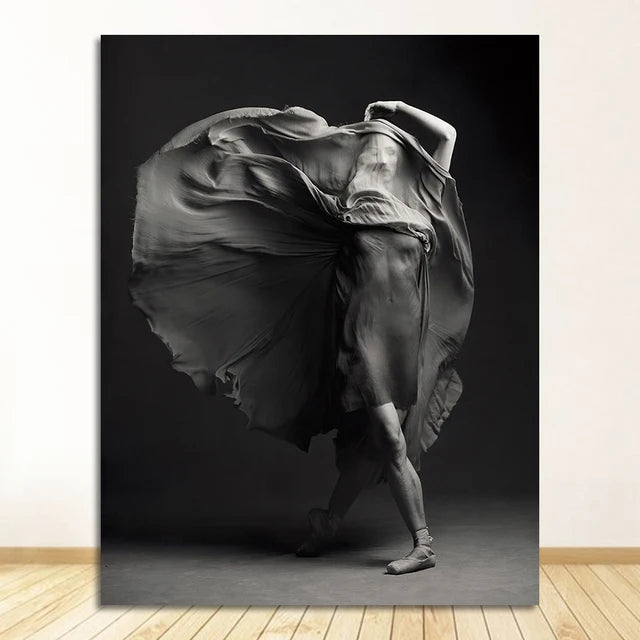 Nordic Girl Black & White Canvas Poster
