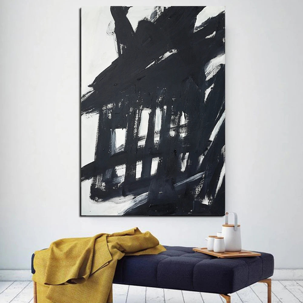 Modern Black & White Plant Canvas Poster