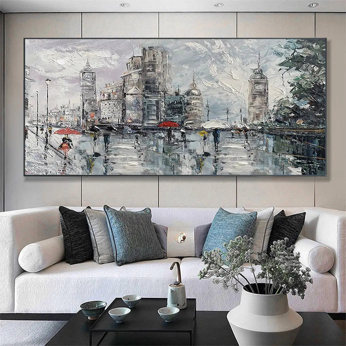 Abstract Cityscape Oil Painting Canvas