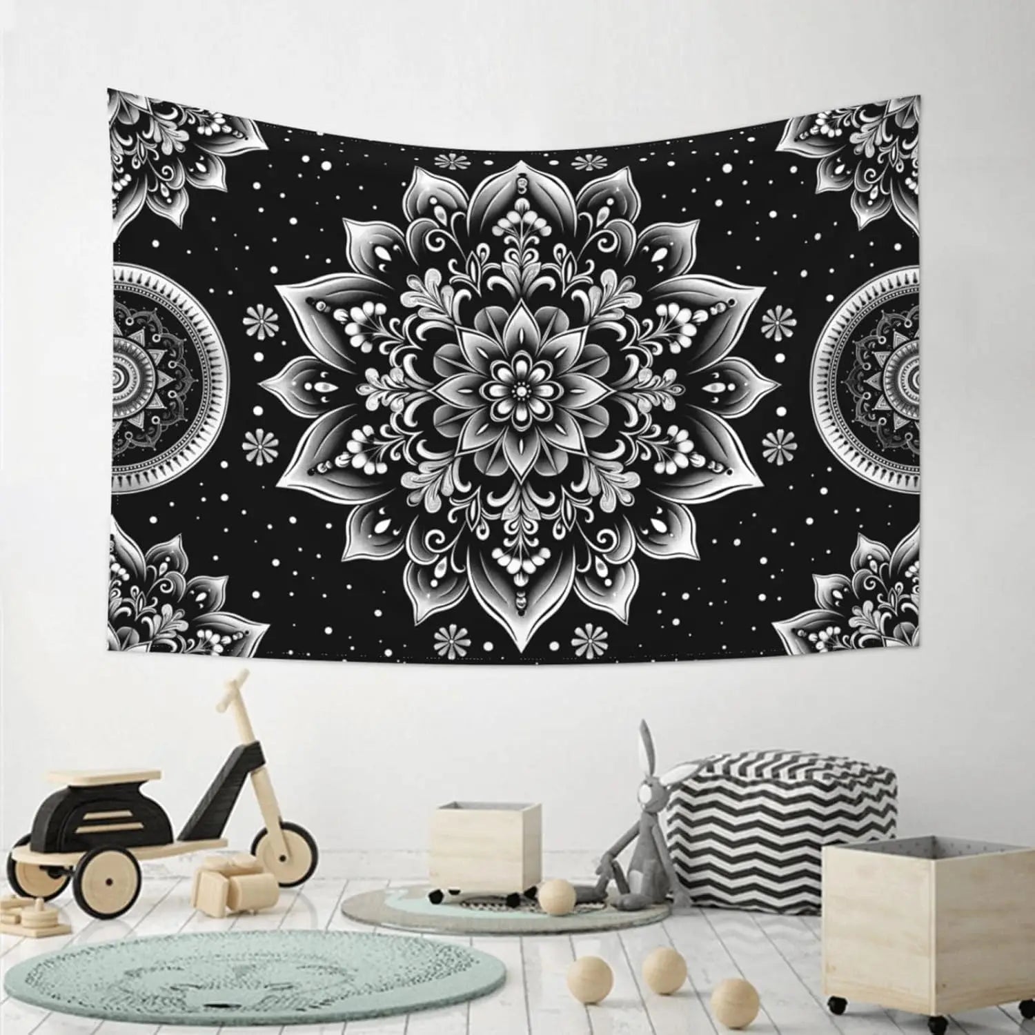 Black & Gold Mandala Wall Tapestry