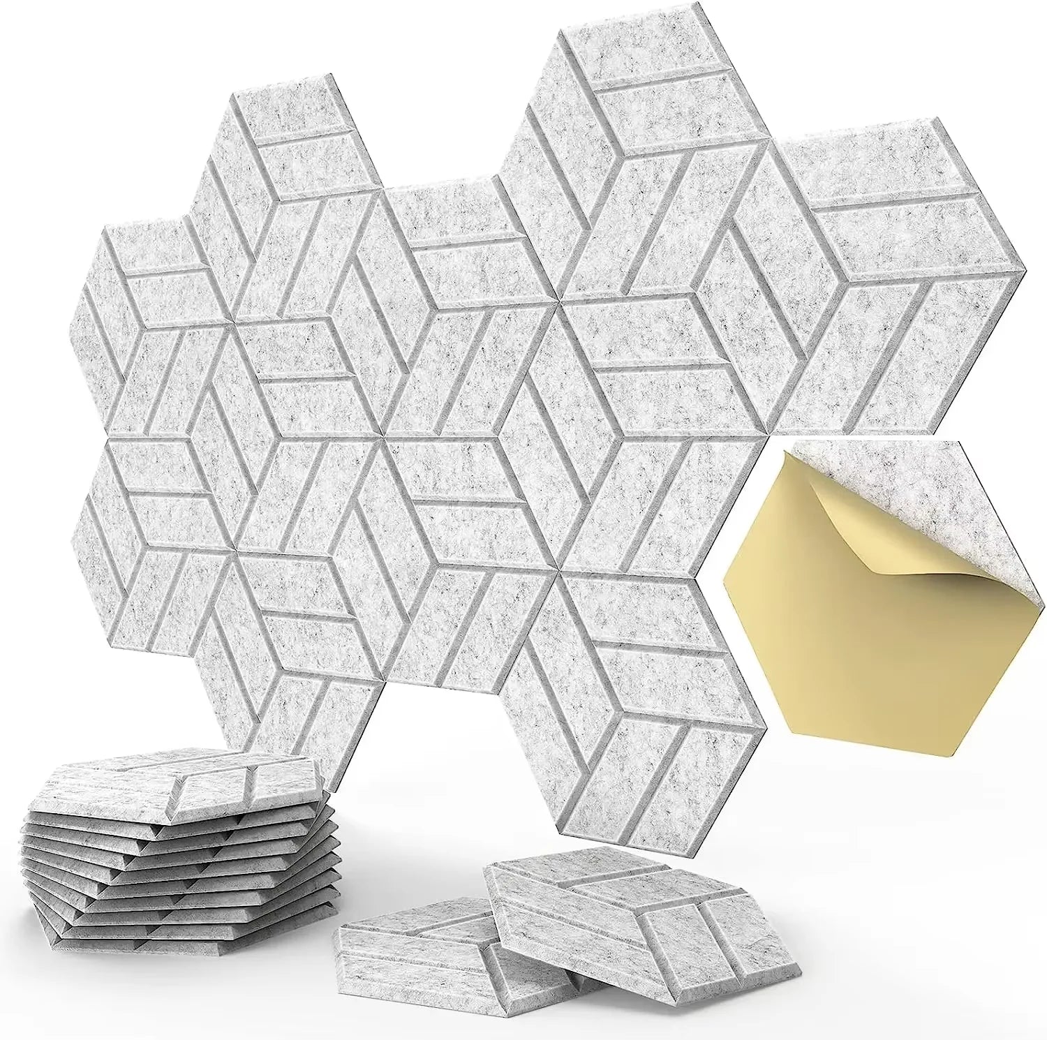 12-Pack White Hexagon Acoustic Panels