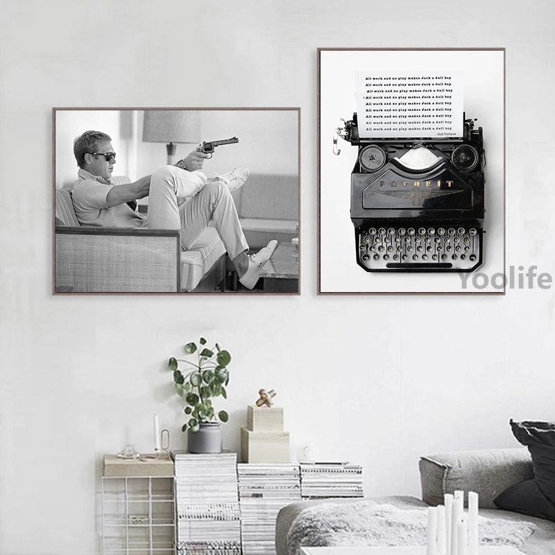 Black & White Movie Star Canvas Poster