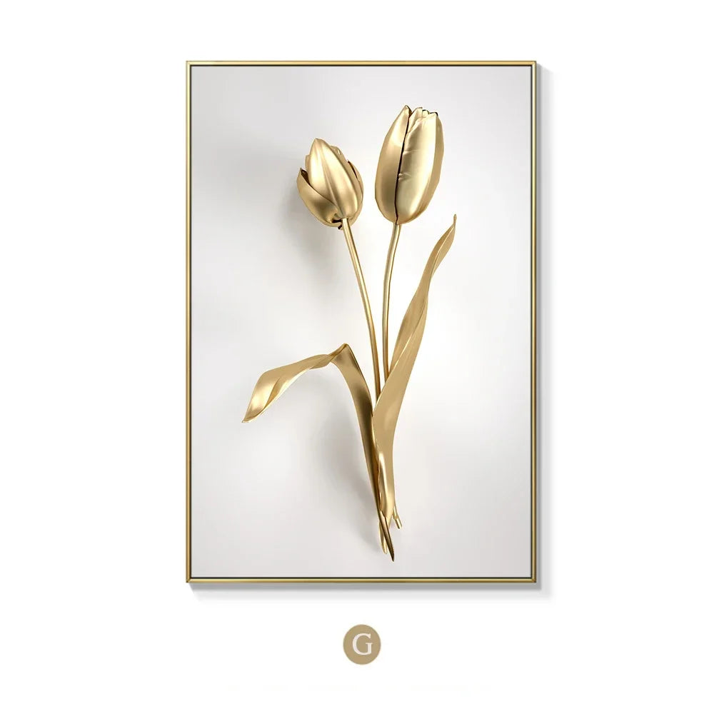 Scandinavian Gold Botanical Wall Art