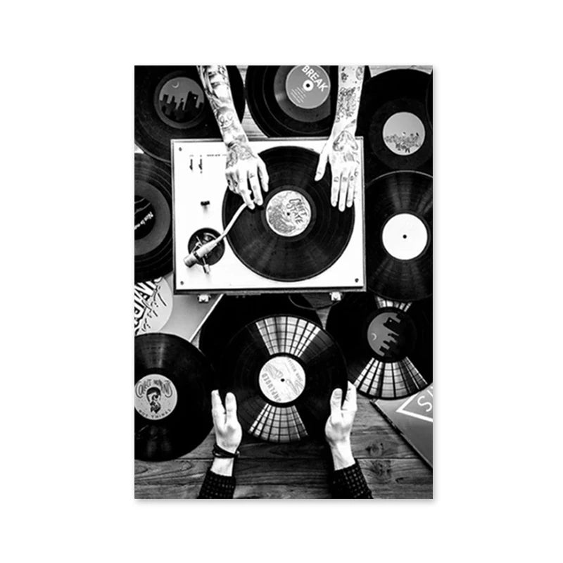 Black & White Music Records Canvas Poster