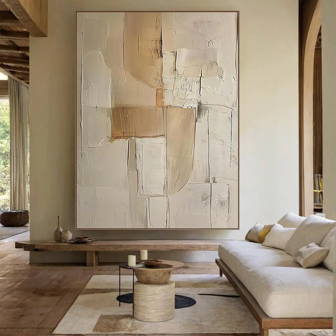 Beige Textured Abstract Canvas