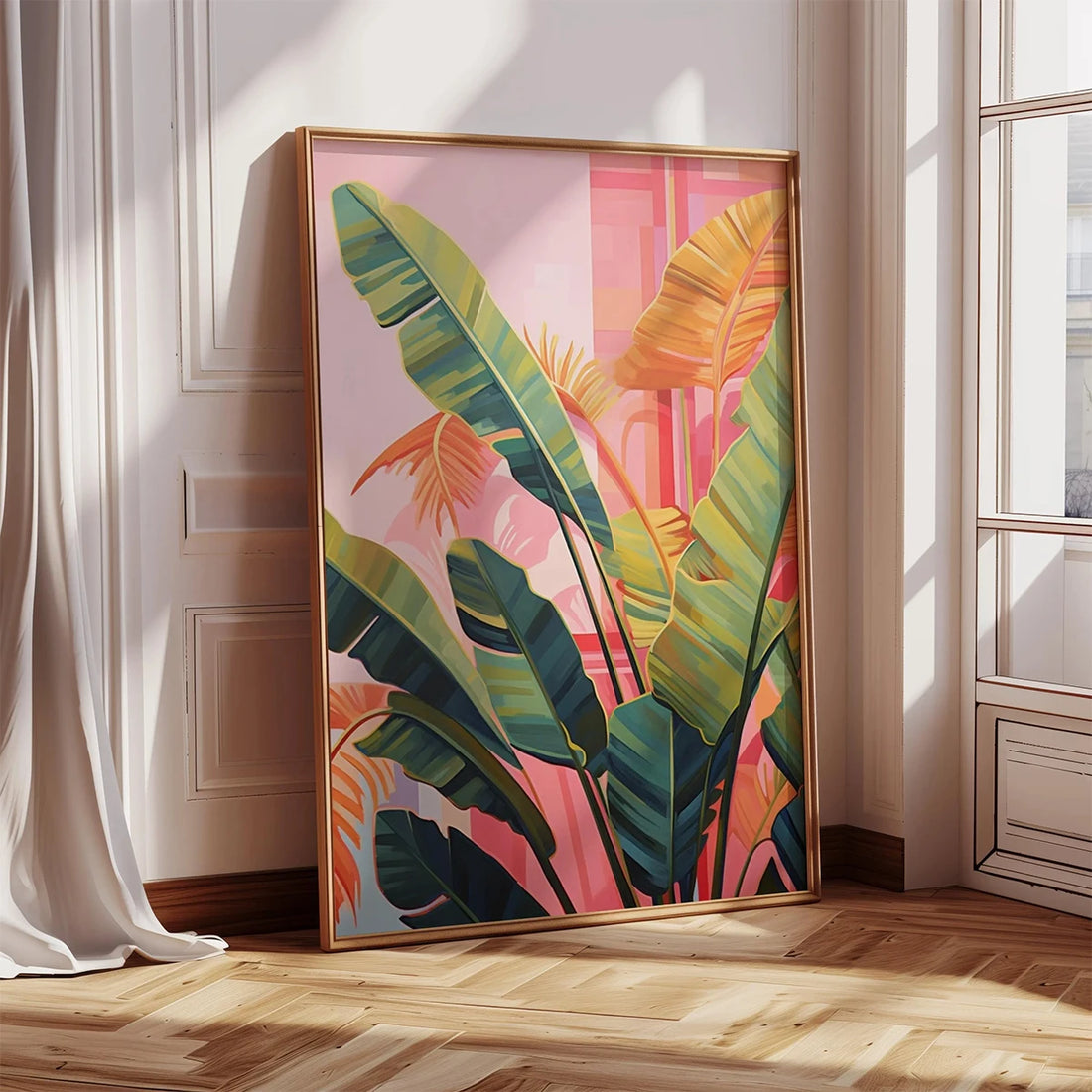 2Pcs Boho Pink Palm Canvas Art Set