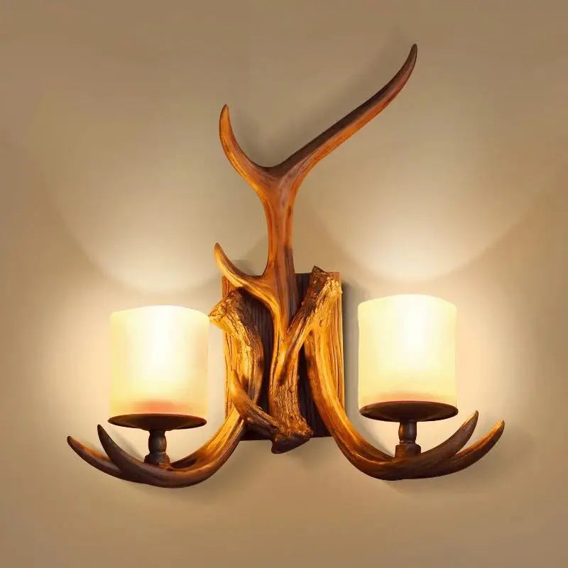 American Retro Deer Horn LED Wall Lamp