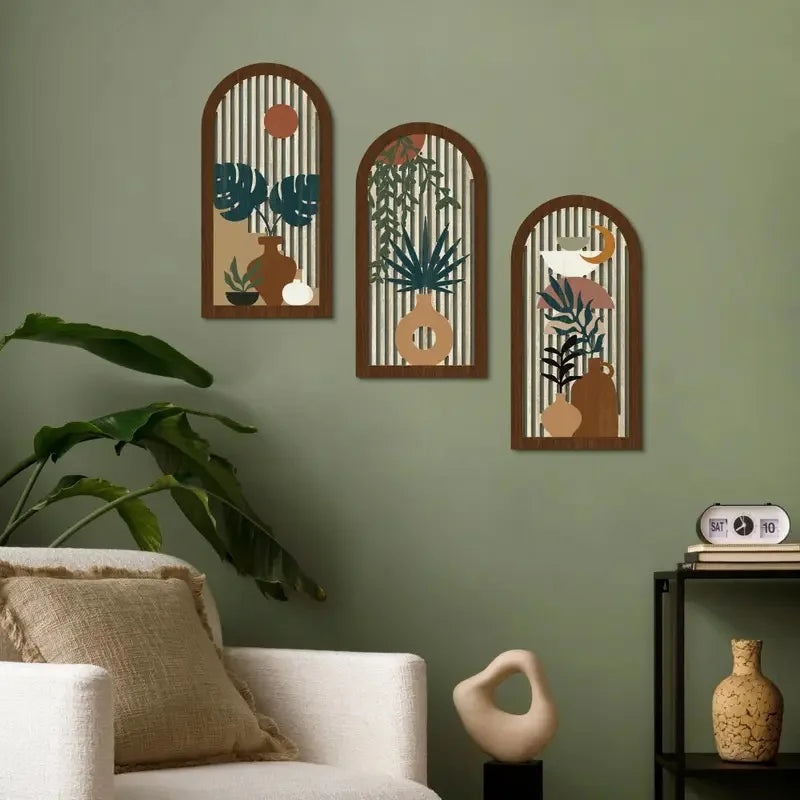 3Pcs Boho Wooden Wall Art