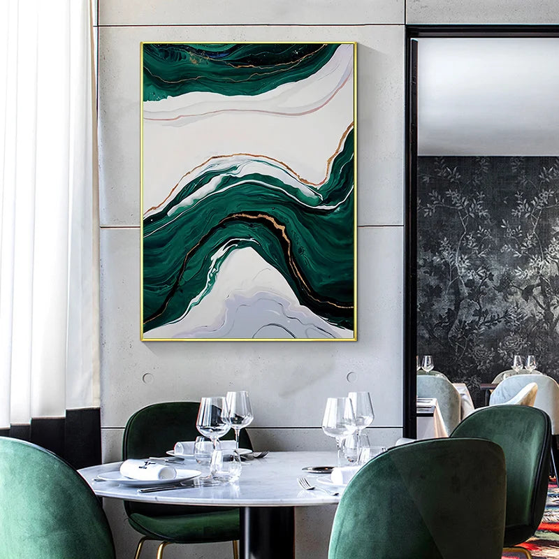 Modern Green Gold Abstract Canvas Art