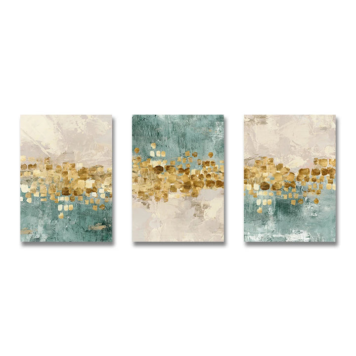 Blue & Gold Abstract Canvas Poster