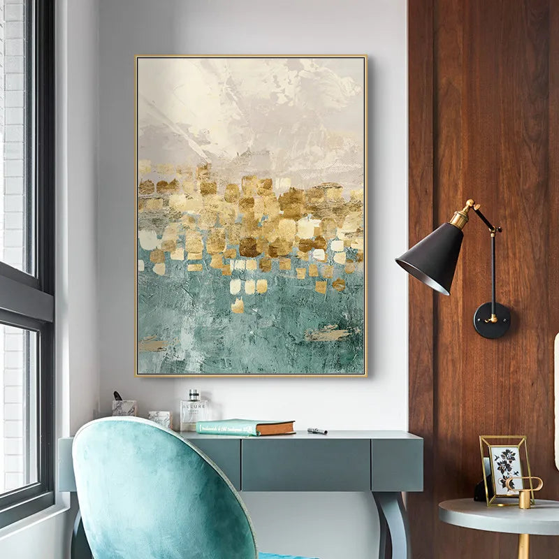 Blue & Gold Abstract Canvas Poster
