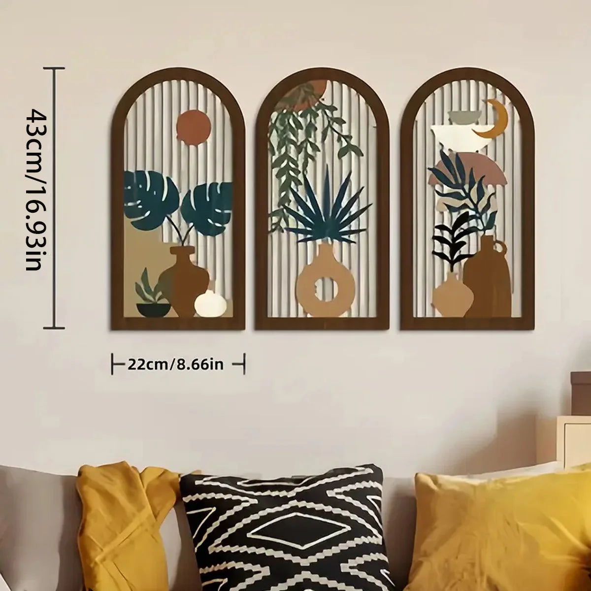 3Pcs Boho Wooden Wall Art