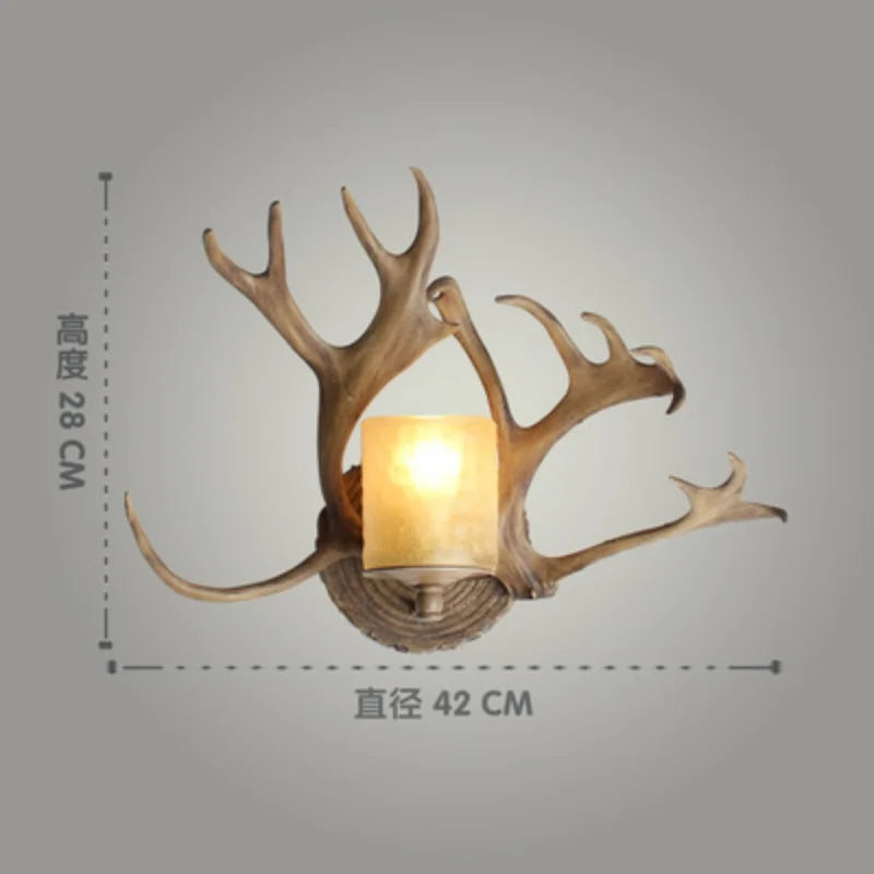 American Retro Deer Horn LED Wall Lamp