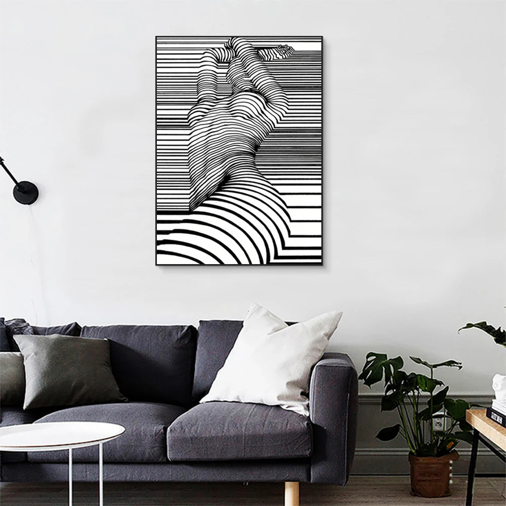 Black & White Nude Woman Canvas Poster
