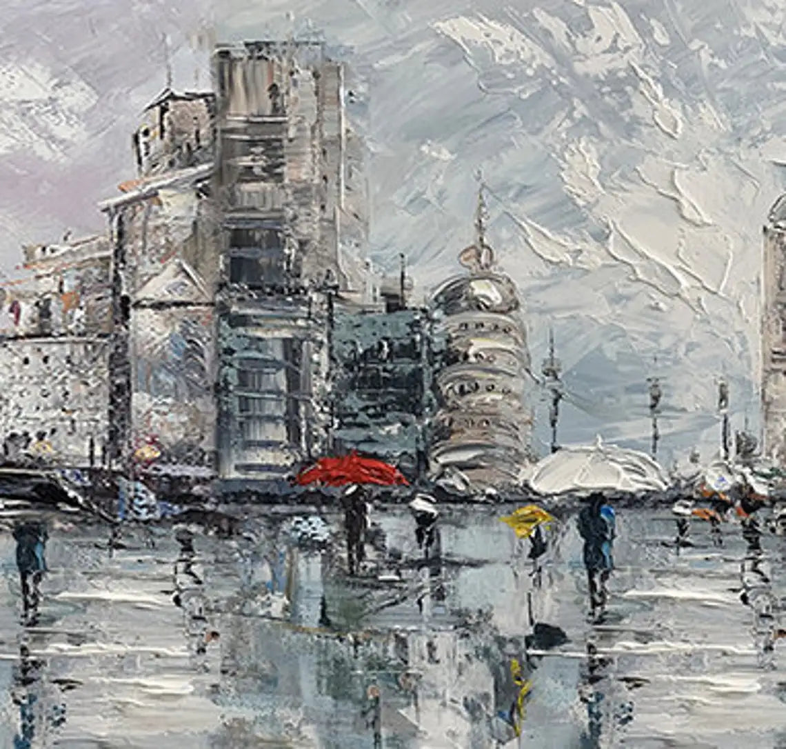Abstract Cityscape Oil Painting Canvas
