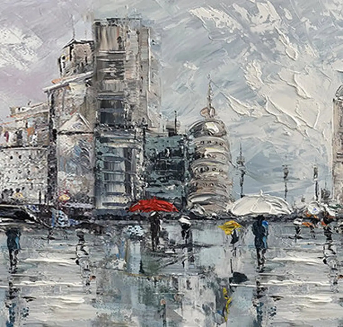 Abstract Cityscape Oil Painting Canvas